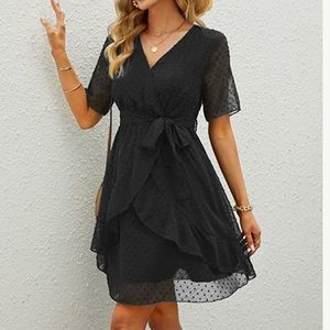 BRAND NEW Women's Summer V Neck Ruffles Faux Wrap Dress